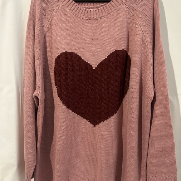 BloomChic Sweaters - BloomChic Pink and Brown Heart Sweater